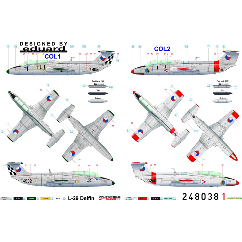 Aero L-29 Delfin markings and stencils (sets HGW248038 and HGW248039)