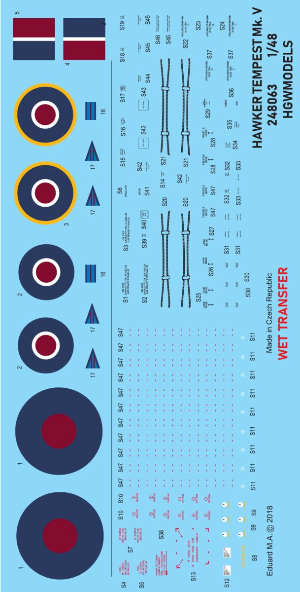Hawker Tempest Mk.V Series 1 (designed to be used with Eduard kits) Wet Transfers