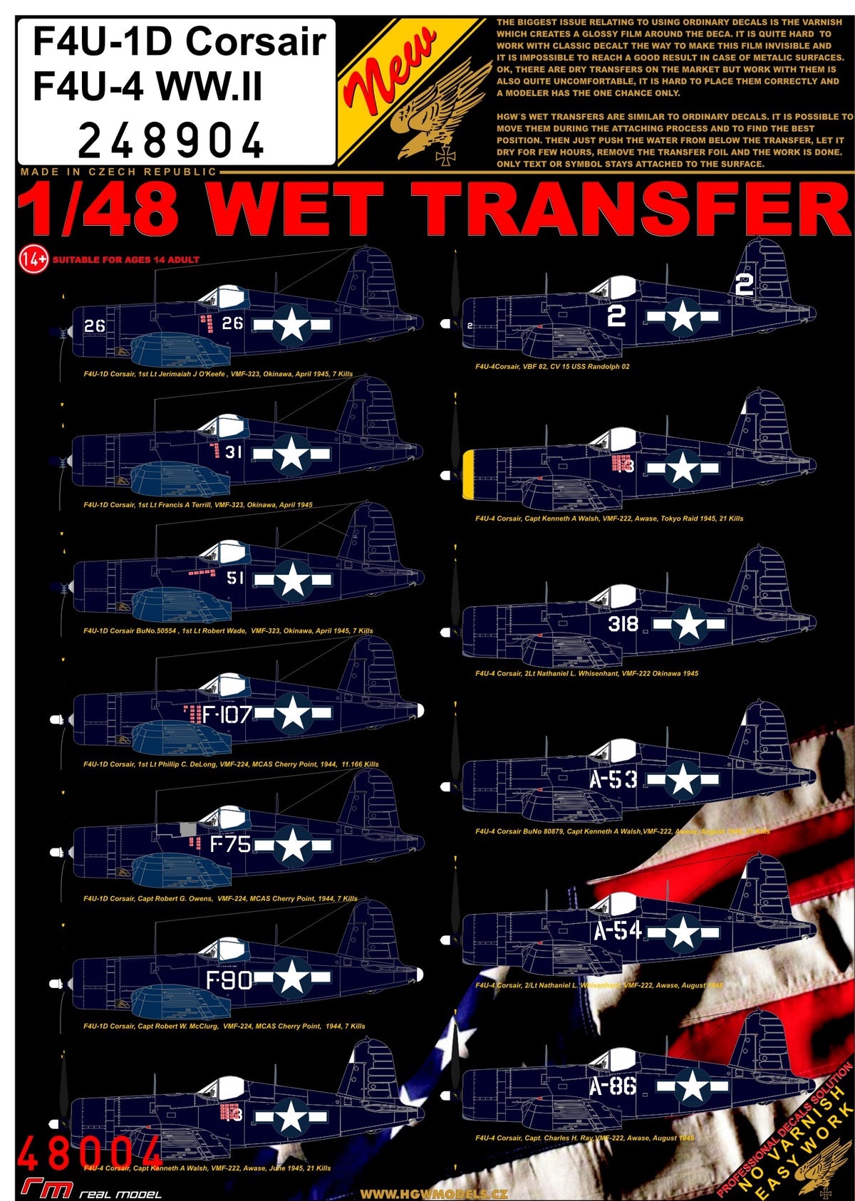 Vought F4U-1D / F4U-4 Corsair WWII - Markings