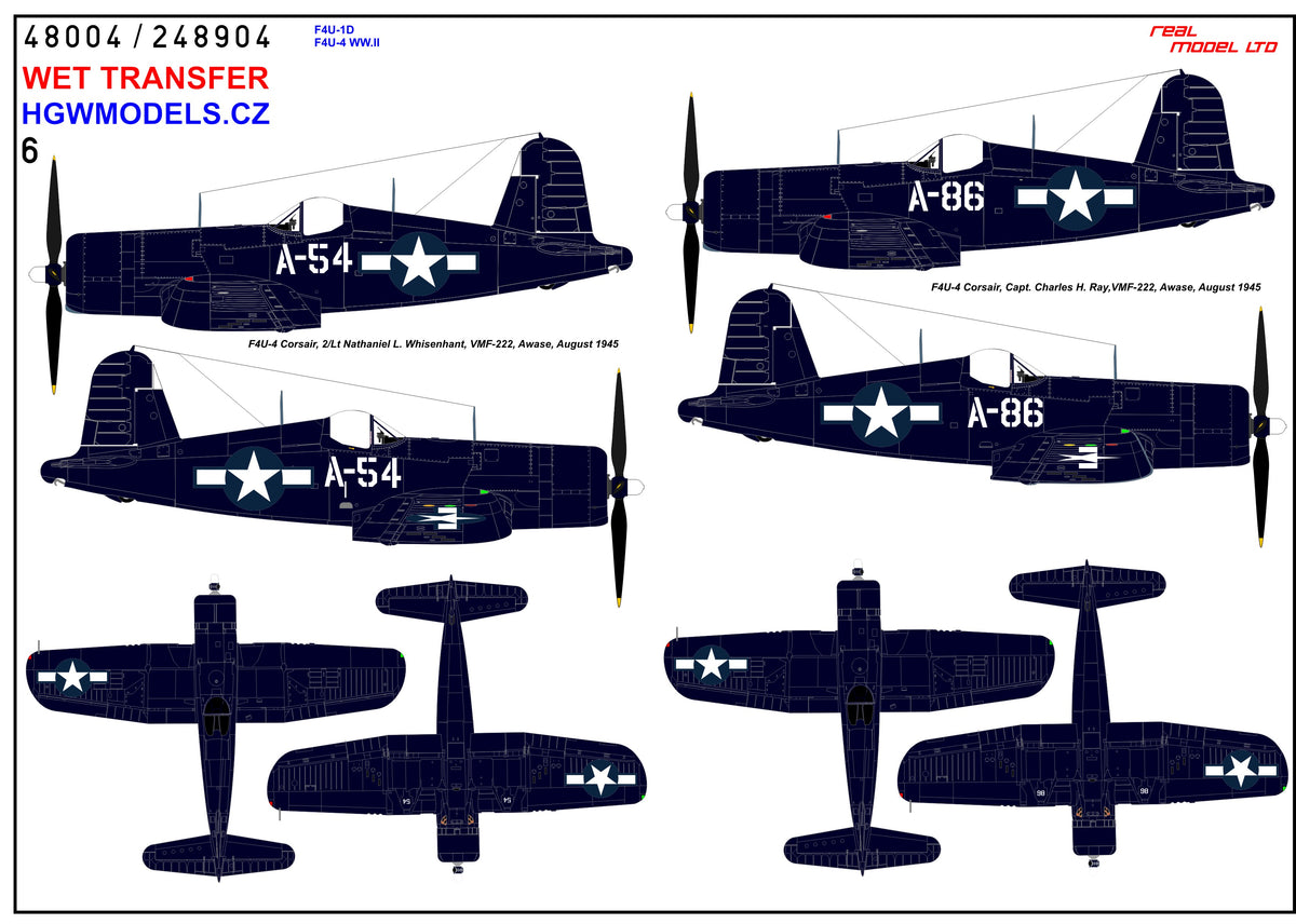Vought F4U-1D / F4U-4 Corsair WWII - Markings
