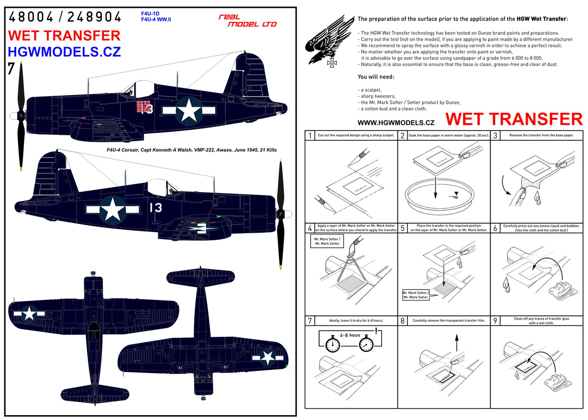 Vought F4U-1D / F4U-4 Corsair WWII - Markings