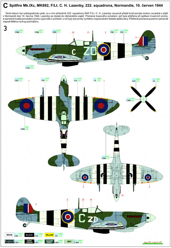 Supermarine Spitfire Mk.IXC/Mk.IXE - Markings + Stencils Eduard Wet Transfers