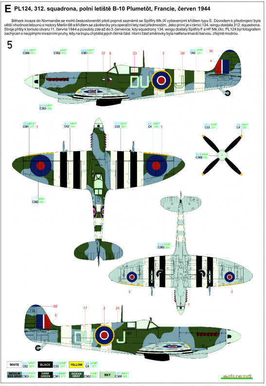 Supermarine Spitfire Mk.IXC/Mk.IXE - Markings + Stencils Eduard Wet Transfers