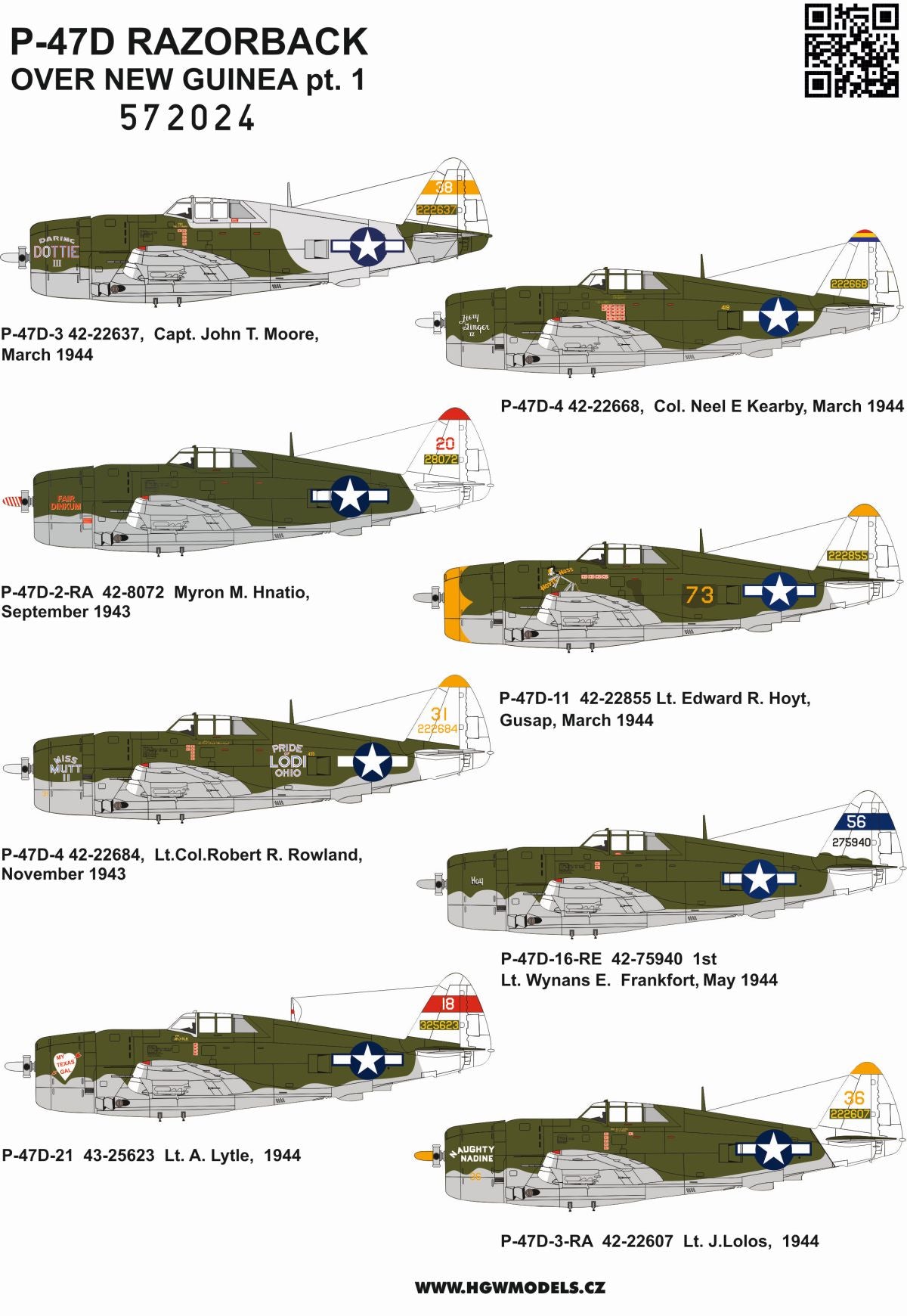 Republic P-47D Thunderbolt RAZORBACK OVER NEW GUINEA pt.1		STANDARD DECALS