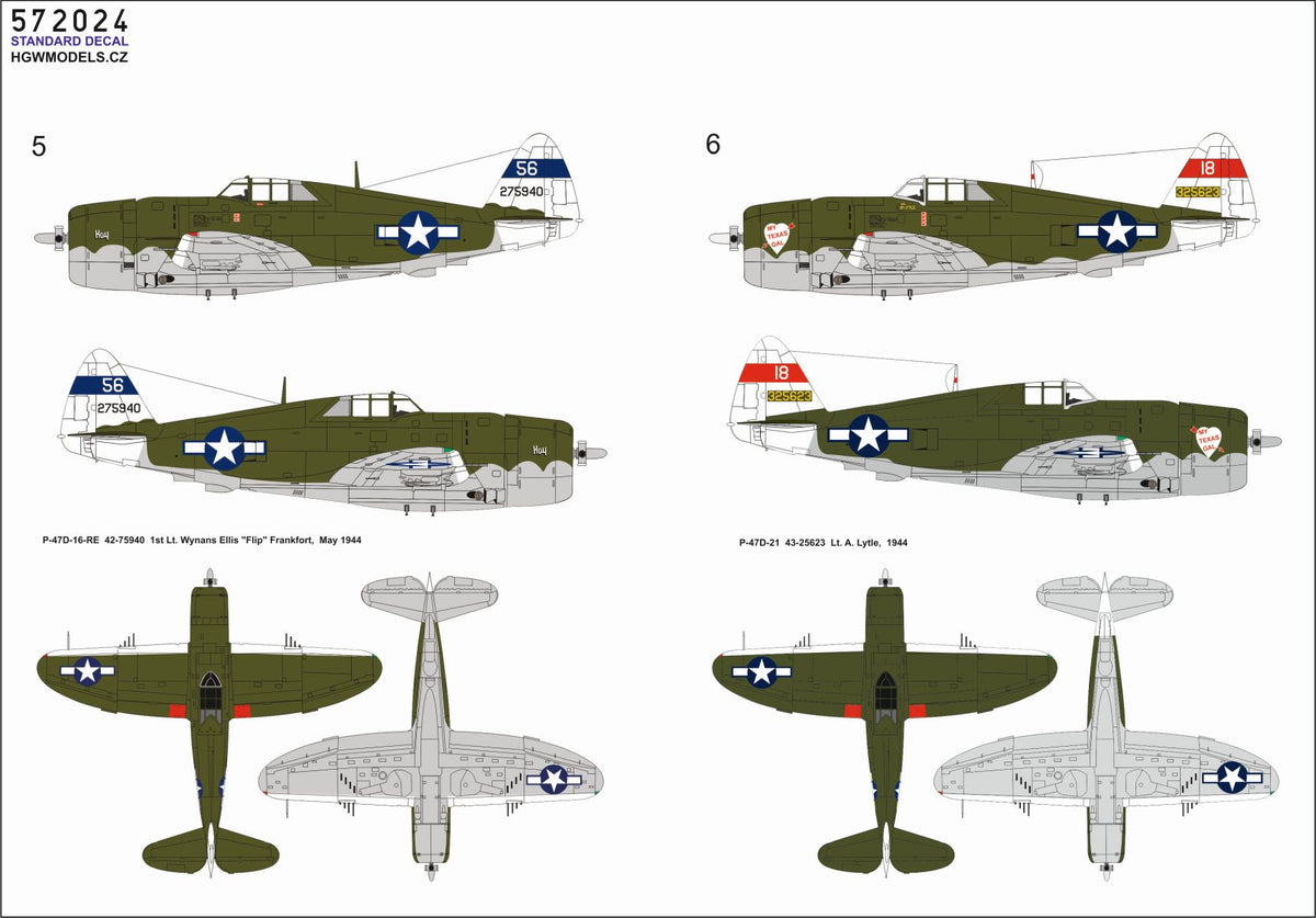 Republic P-47D Thunderbolt RAZORBACK OVER NEW GUINEA pt.1		STANDARD DECALS