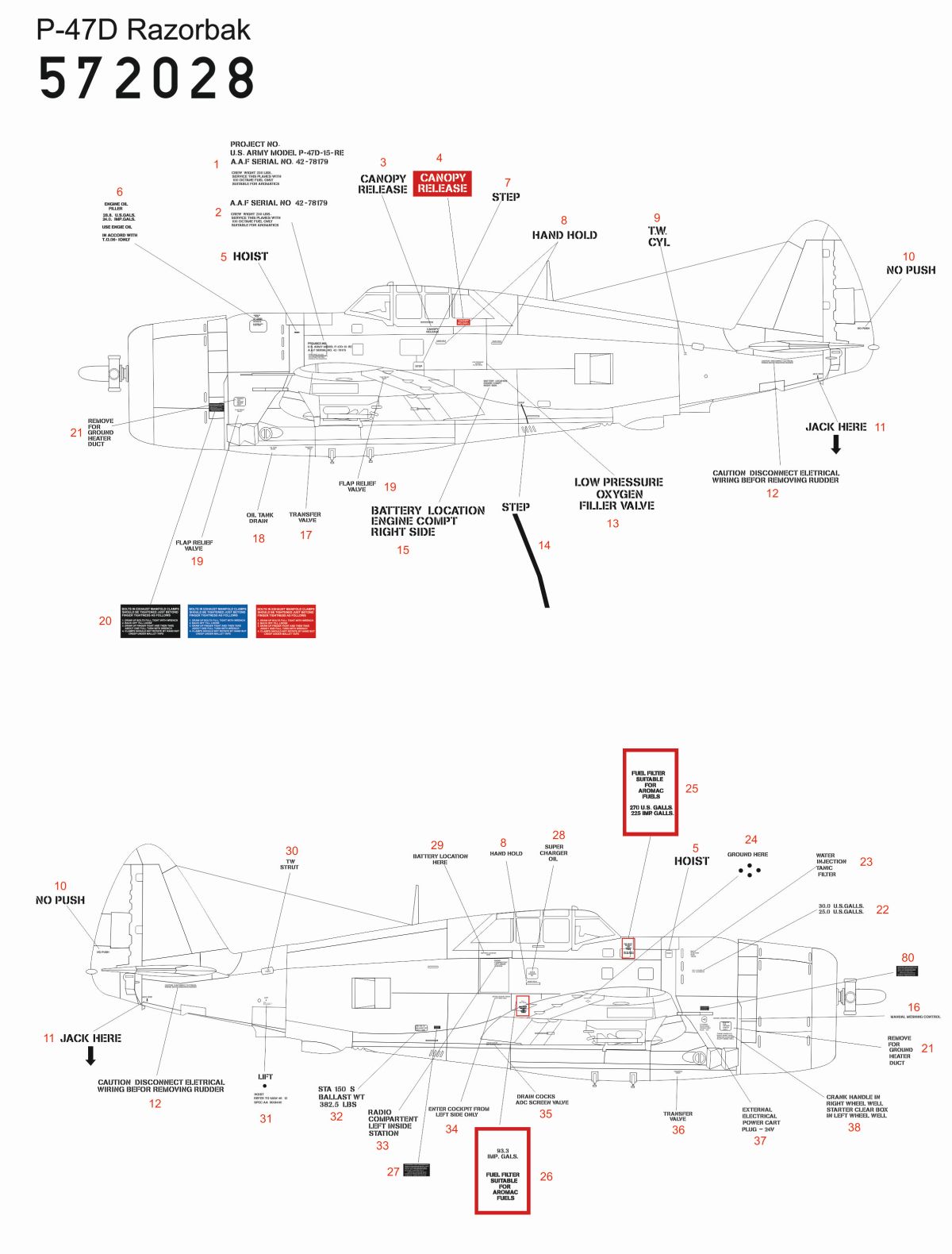 Republic P-47D Thunderbolt RAZORBACK OVER NEW GUINEA pt.1		STANDARD DECALS