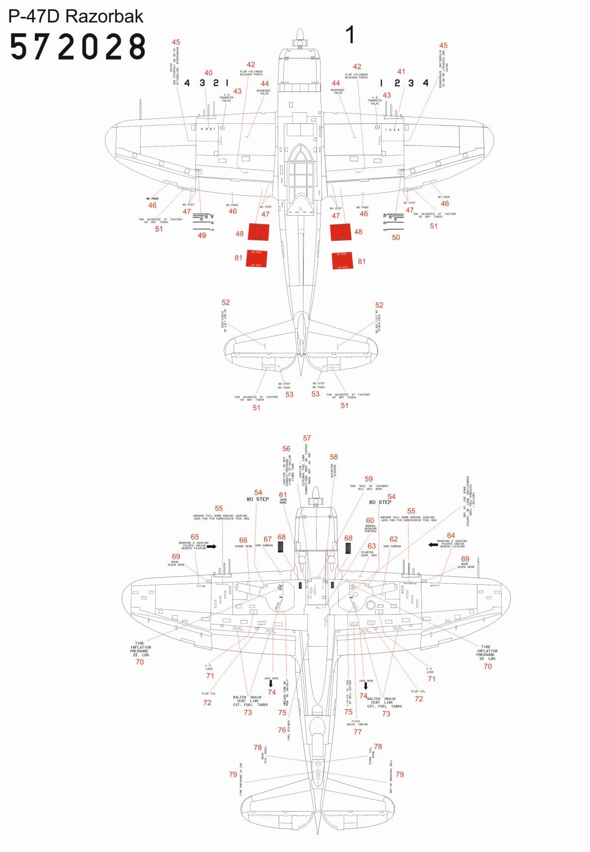 Republic P-47D Thunderbolt RAZORBACK OVER NEW GUINEA pt. 3 STANDARD DECALS