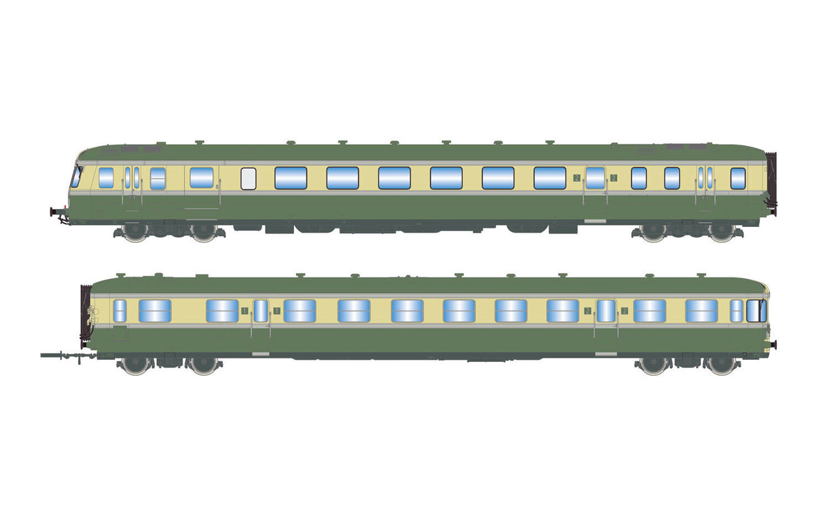 SNCF RGP II X2700 diesel railcar with XR7700 trailer green- HJ2418