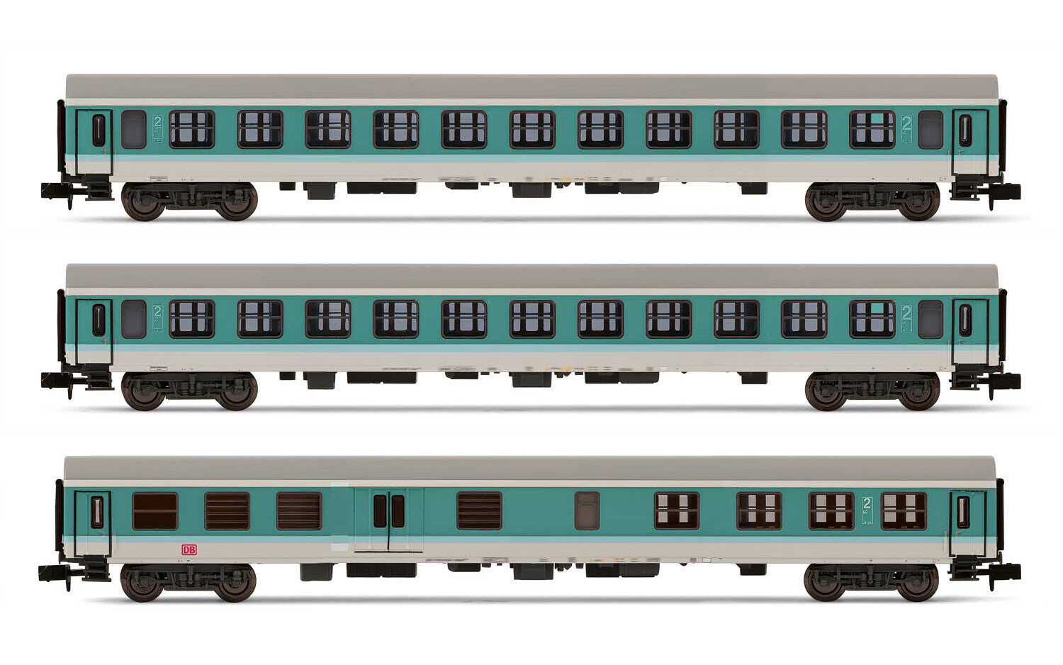 DB AG 3-unit pack regional coaches 2 1 x ABDomsb 2 x Bom period V mintgreen white