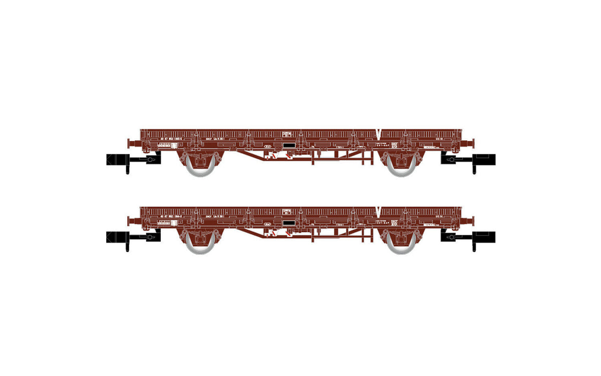 SNCF 2-unit set flat wagons V loaded with concrete sleepers period V