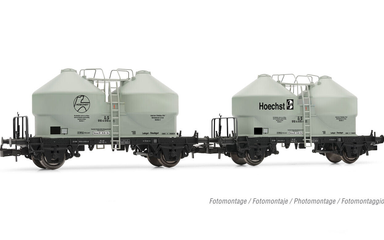 DB 2-unit pack of 2-axle silo wagon Ucs grey livery Höchs