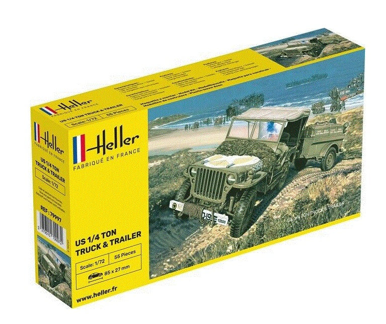 Heller 1/72 Willys Mb Jeep &amp; Trailer Hel79997