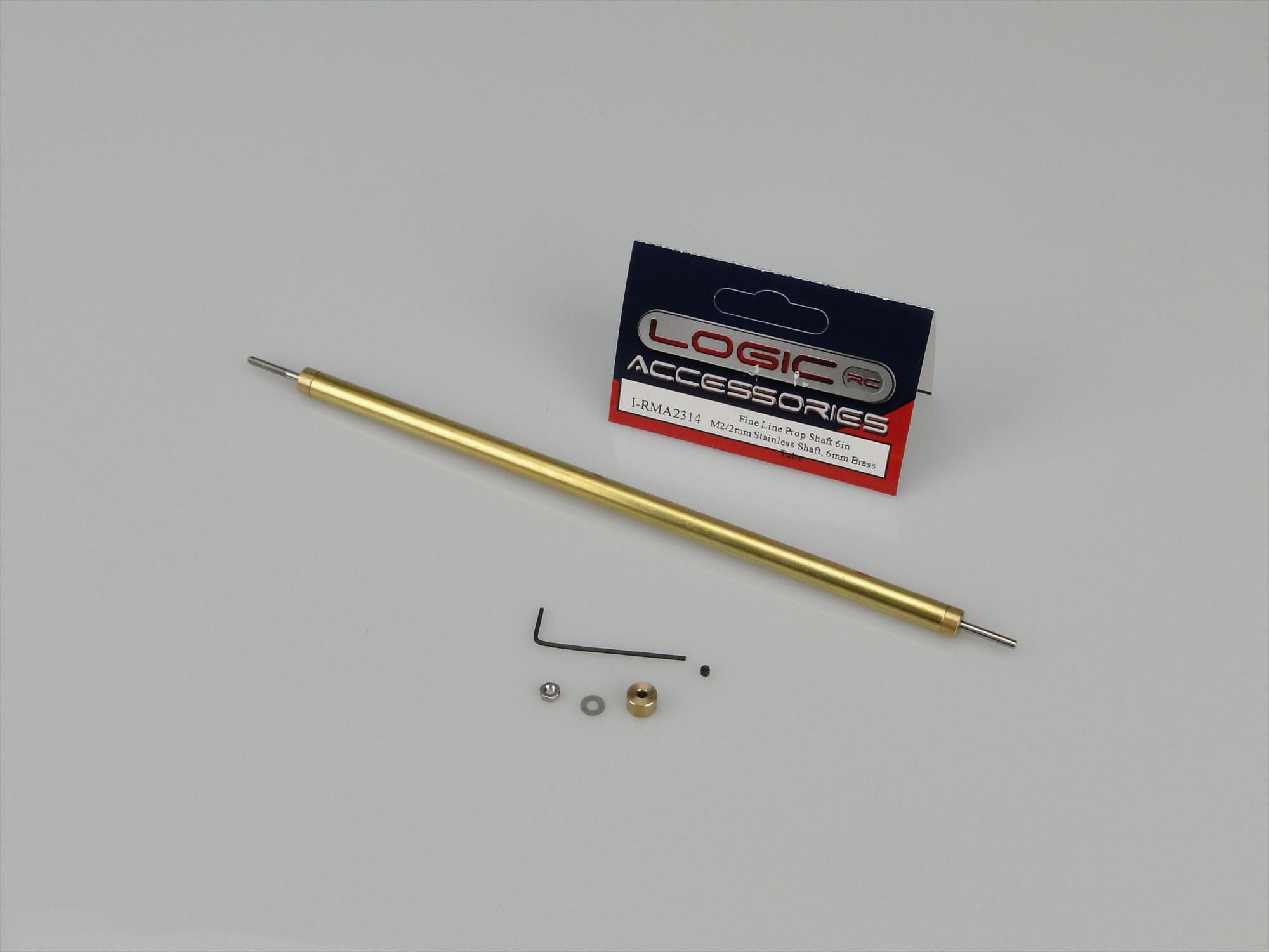 Fine Line Prop Shaft 6in M2/2mm Stainless 6mm dia Brass Tube
