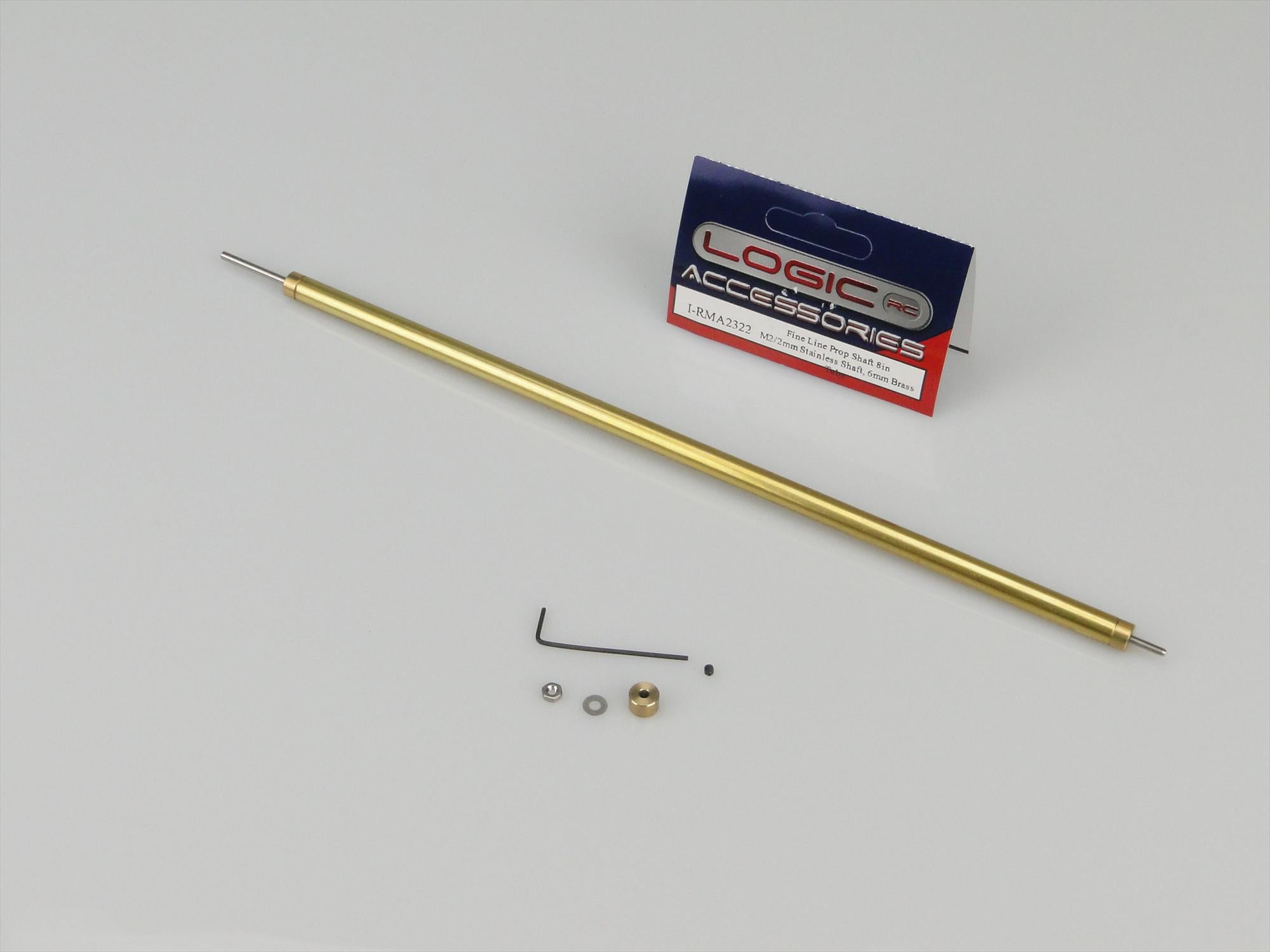 Fine Line Prop Shaft 8in M2/2mm Stainless 6mm dia Brass Tube