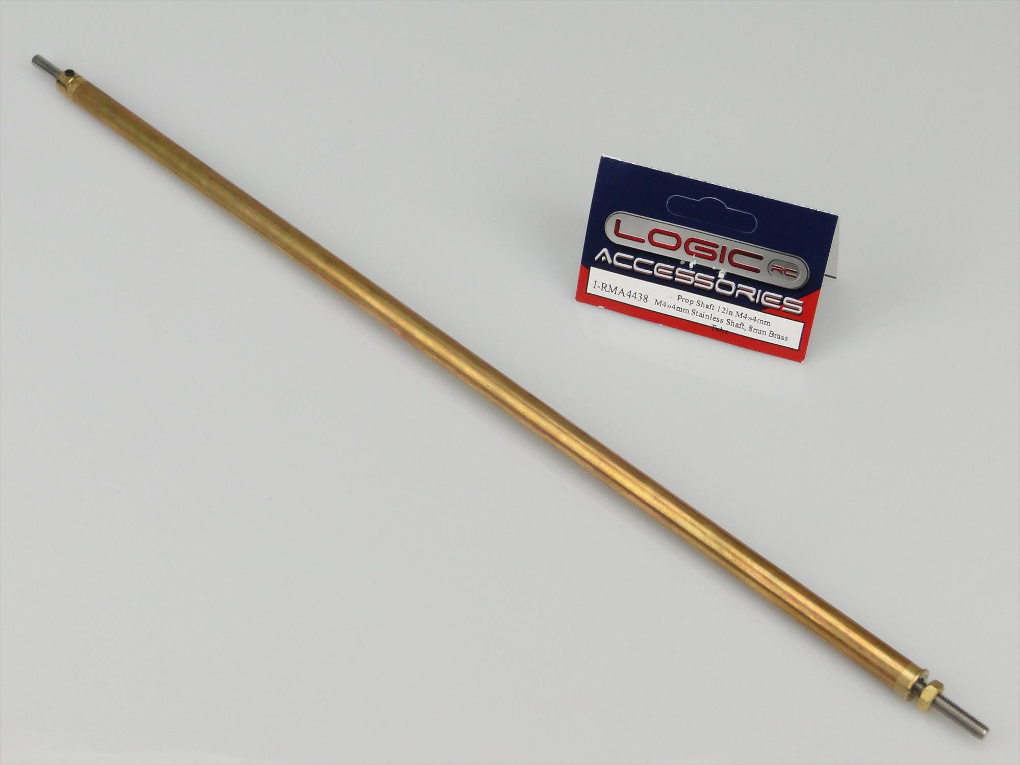 Prop Shaft 12in M4/4mm Stainless Shaft, 8mm dia Brass Tube