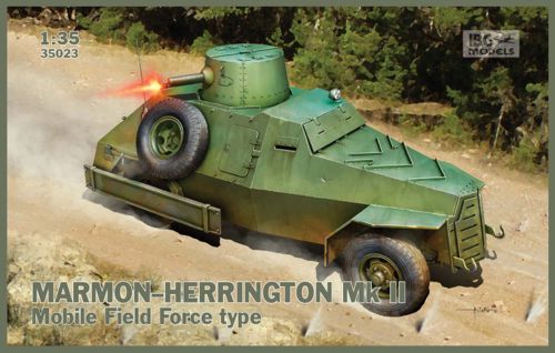 Marmon-Herrington Mk.II Mobile Field Force vehicle. Includes a set of photo-etched parts and feature fully detailed interiors. Can be built with all the doors and hatches open.