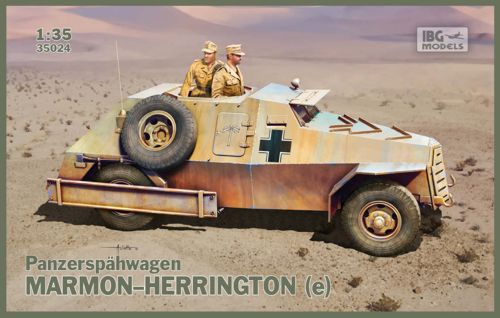Panzerspahwagon Marmon-Herrington (e) captured vehicle. Includes a set of photo-etched parts and feature fully detailed interiors. Can be built with all the doors and hatches open.