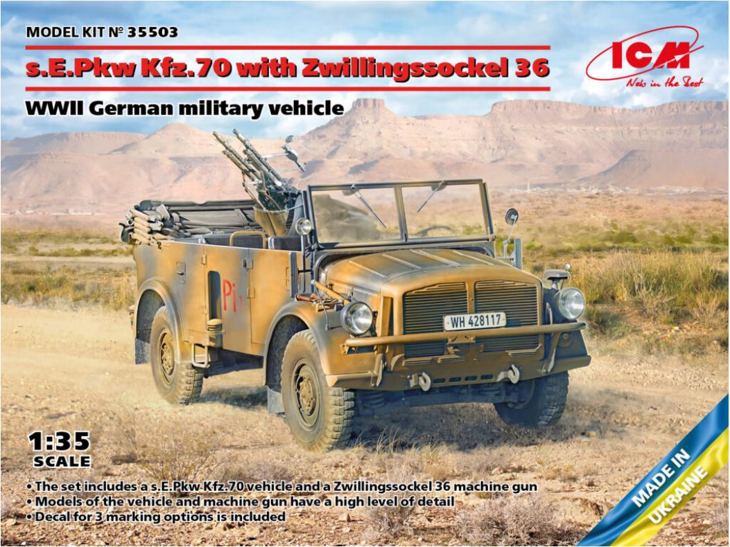 Icm 1/35 S.E.Pkw Kfz.70 W/ Zwillingssockel 36, German 35503