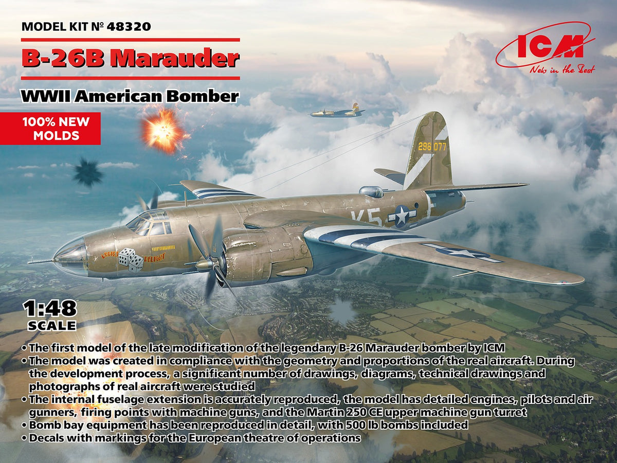 Icm 1/48 B-26B Marauder, Wwii American Bomber 48320