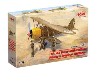ICM CR. 42 Falco with Italian Pilots In Tropical Uniform (3 Figures & 2 Dogs)