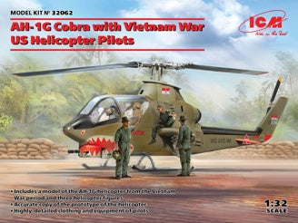 ICM AH-1G Cobra with Vietnam War U.S. Helicopter Pilots 3 Figures