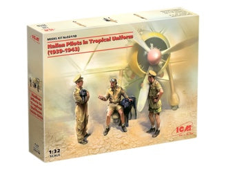 ICM Italian Pilots In Tropical Uniform (1939-1943) 3 Figures & 2 Dogs