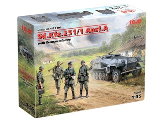 ICM Sd.Kfz.251/1 Ausf.A with 4 German Infantry Figures