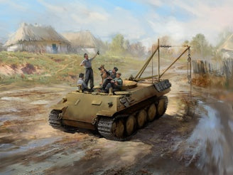 ICM "Prost!", Between Battles on Bergepanther (ARV Bergepanther with 4 Figures & Dog)