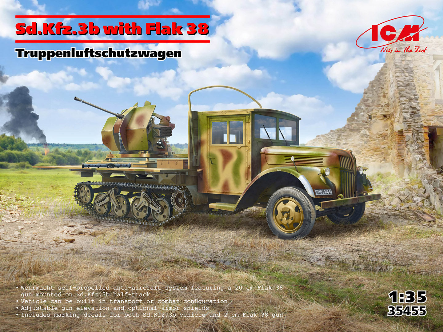 ICM 1:35 - Sd.Kfz.3b with Flak 38 AA Gun - ICM35455 by: ICM - Creative