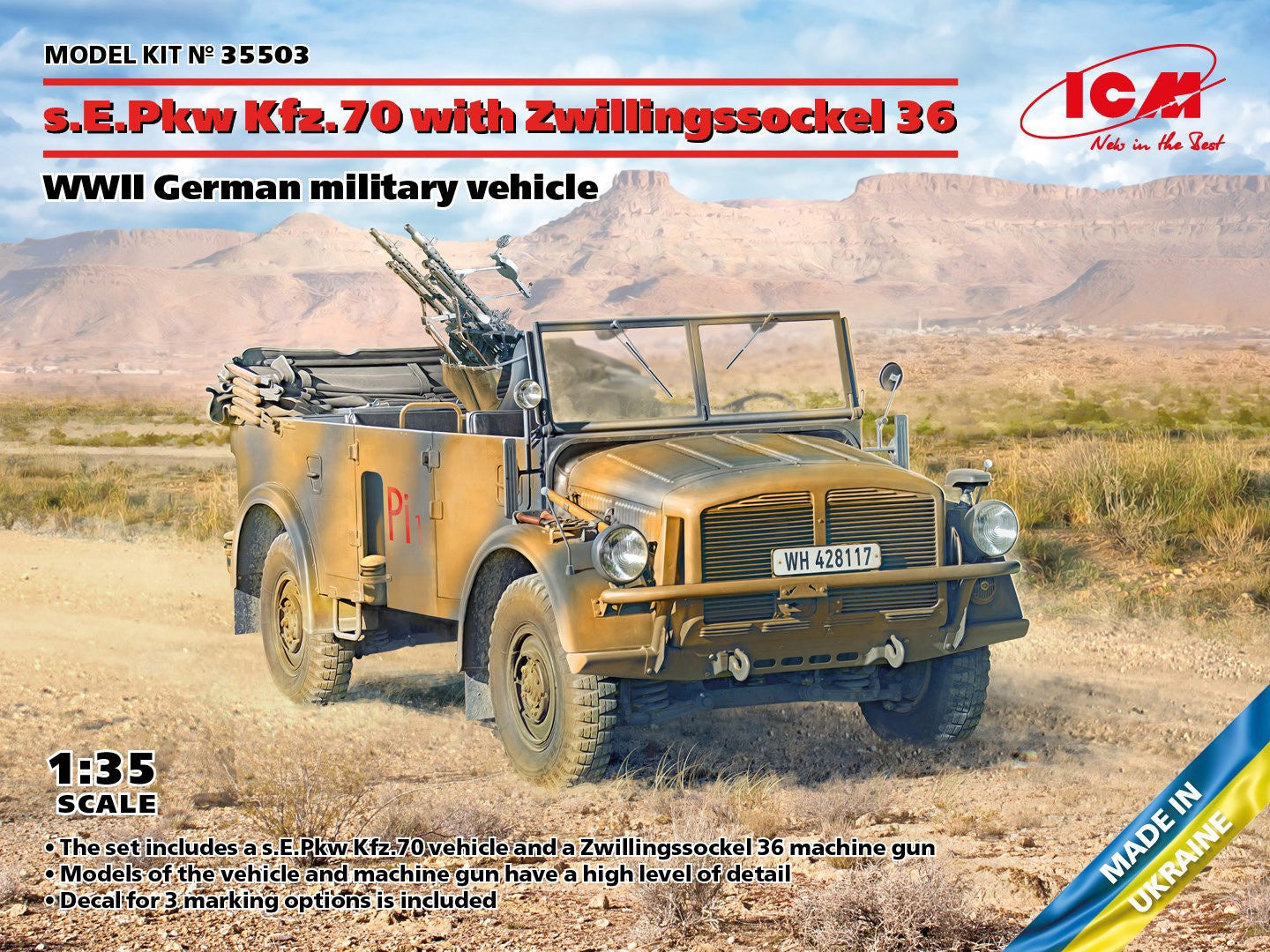 ICM 1/35 S.E.Pkw Kfz.70 W/ Zwillingssockel 36, German 35503 ICM35503