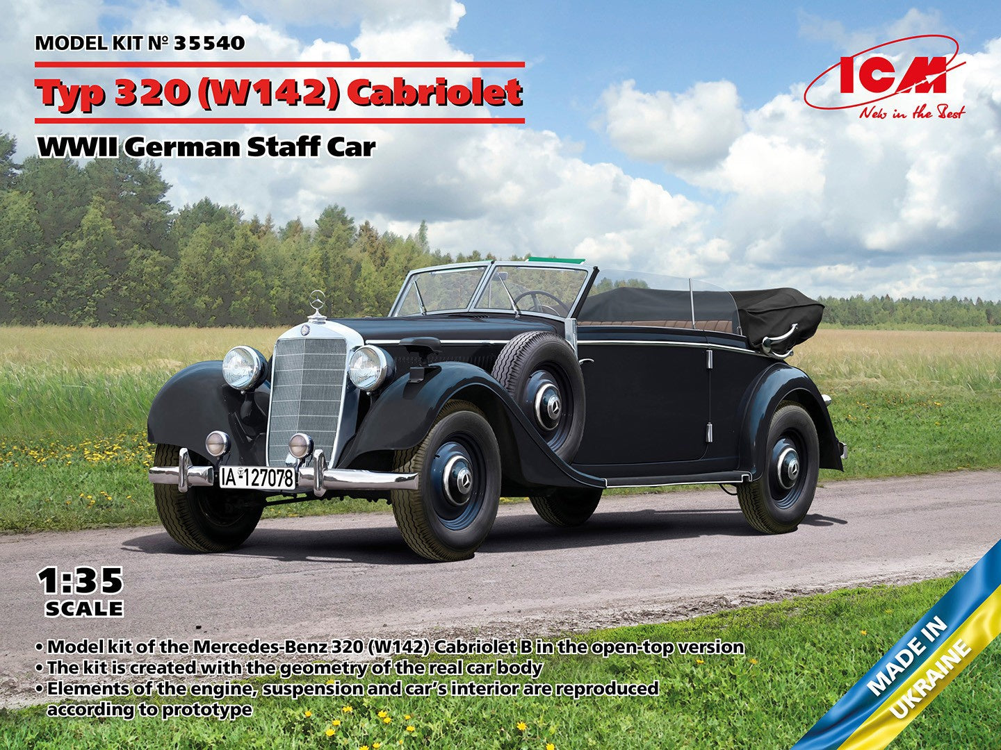 ICM 1/35 Typ 320 (W142) Cabriolet German Staff Car Icm35540
