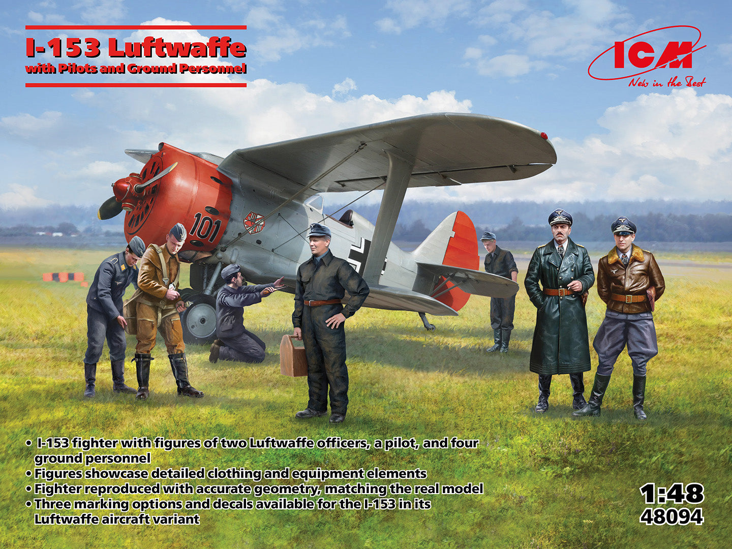 ICM 1/48 I-153 Luftwaffe With Pilots and Ground Crew ICM48094