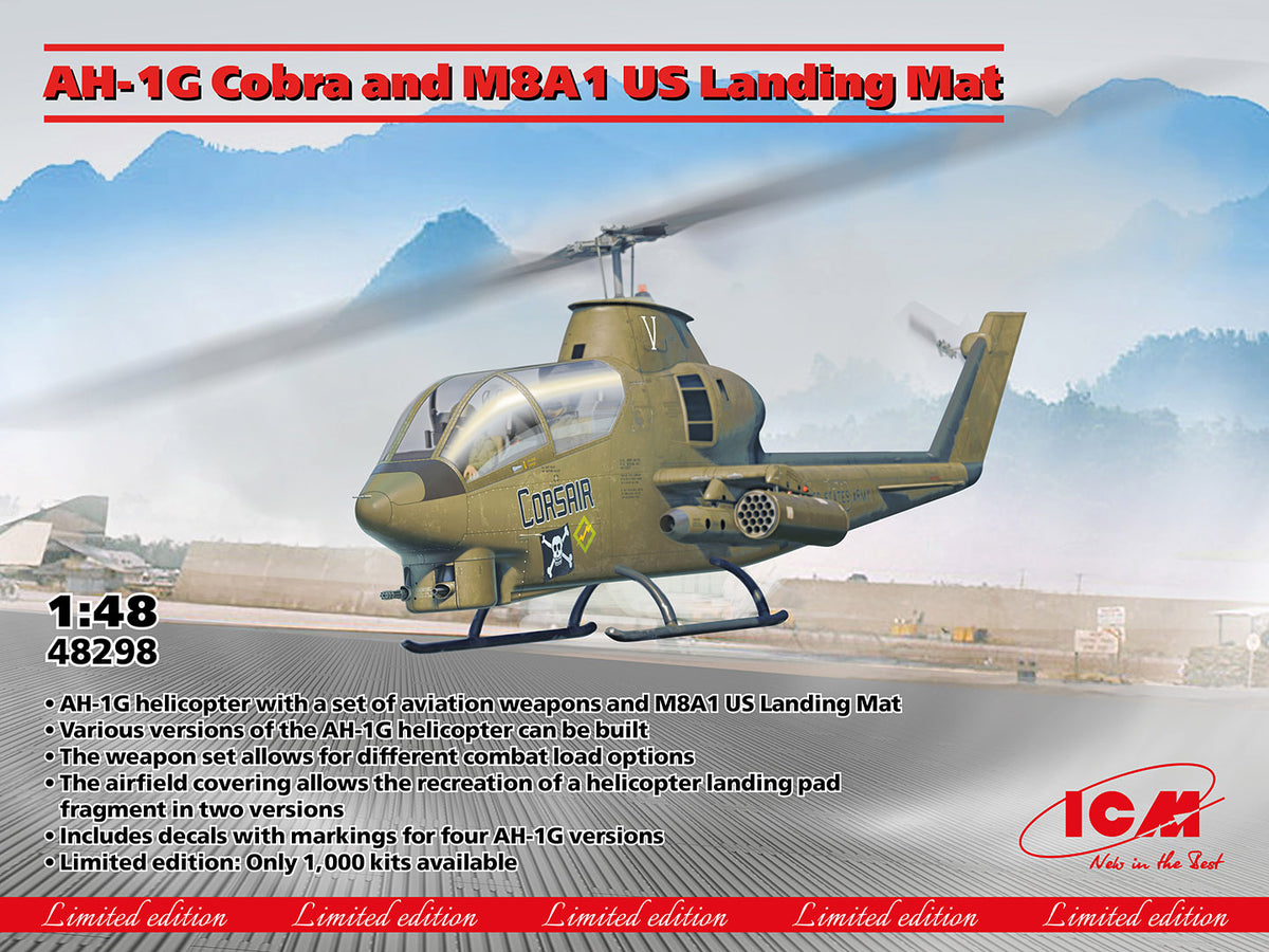 ICM 1/48 AH-1G Cobra &amp; M8A1 US Landing Mat ICM48298