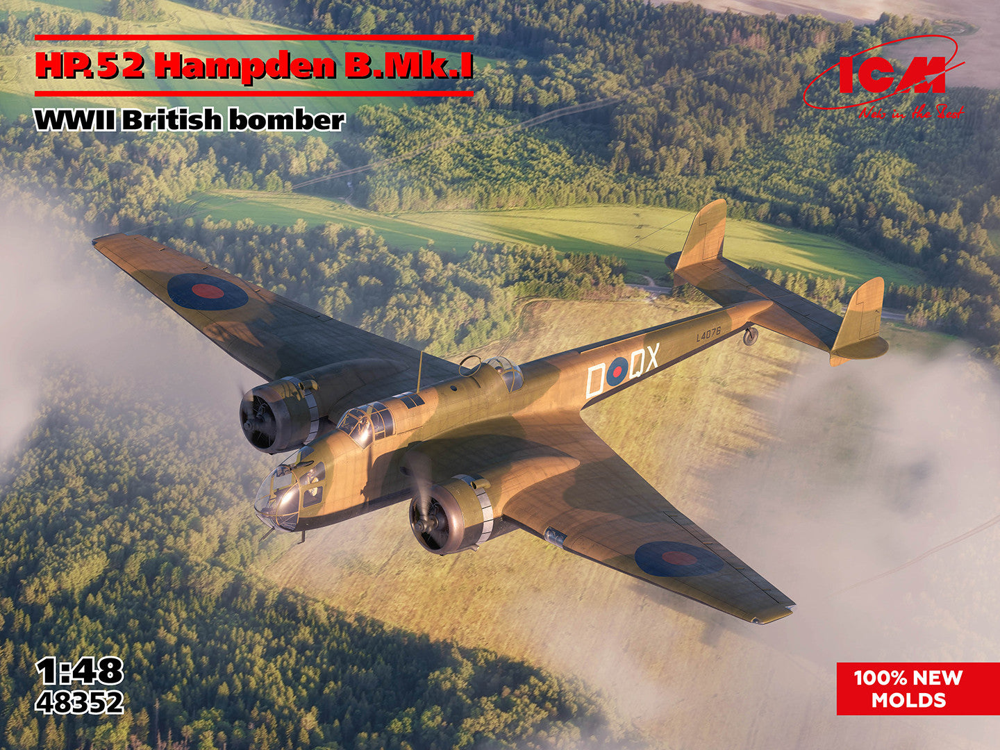 ICM Hp.52 Hampden B.Mk.I Wwii British Bomber ICM48352