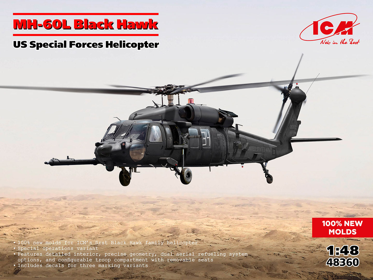 ICM 1:48 - MH-60L Black Hawk, US Special Forces Helicopter - ICM48360