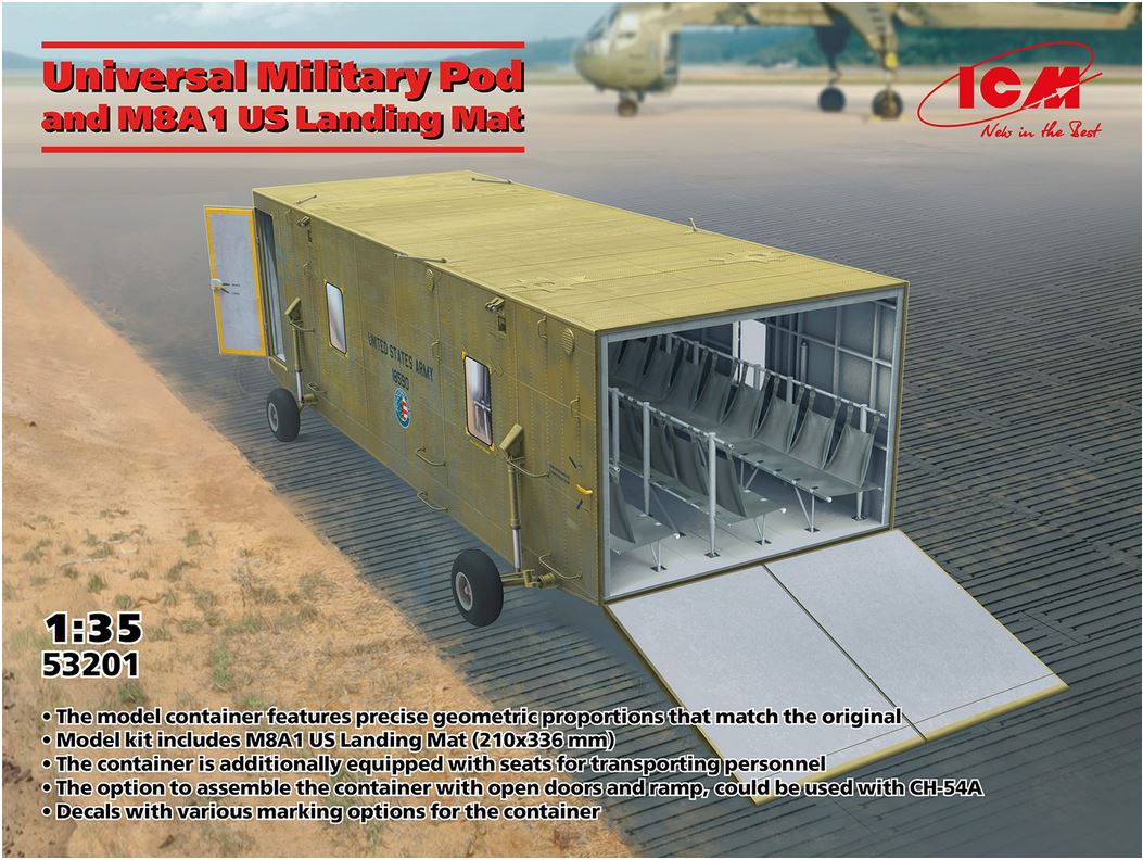 ICM 1/35 Universal Military Pod & M8a1 US Landing Mat 53201