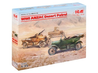 ICM WWI ANZAC Desert Patrol, Model T LCP, Utility & Touring Cars (Set of 3)