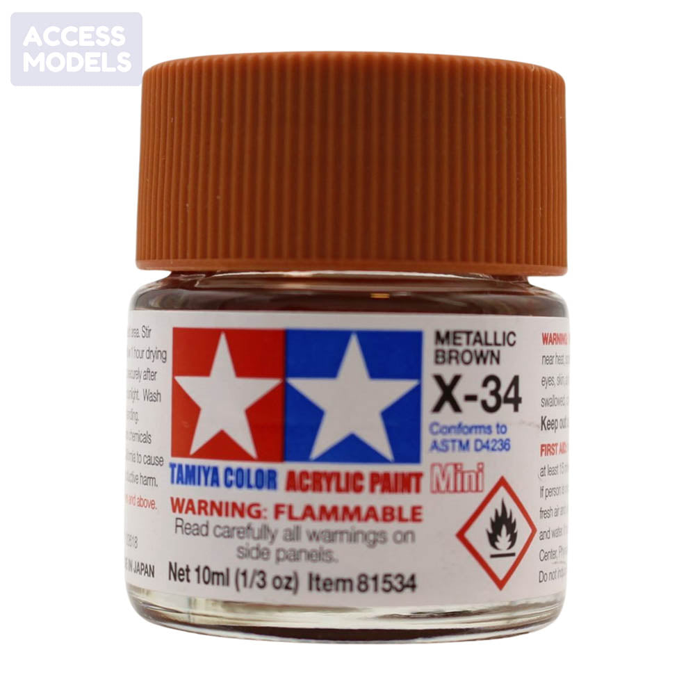 Tamiya Acrylic Paints 10Ml X34 Metallic Brown