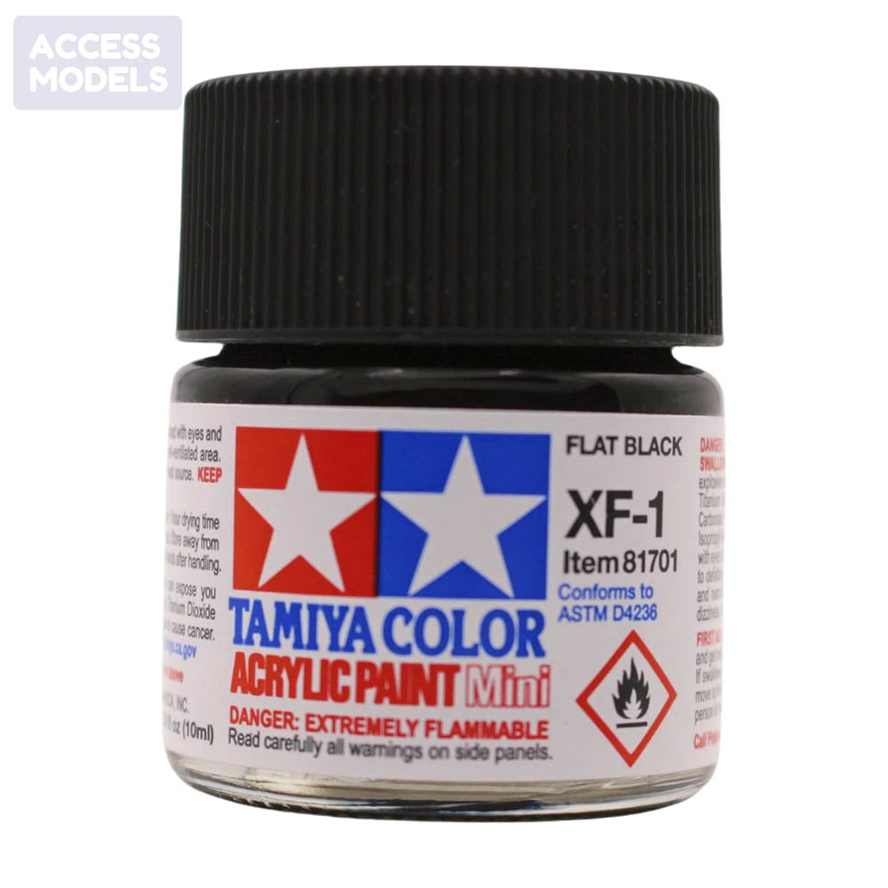 Tamiya Acrylic Paints 10Ml Xf1 Flat Black