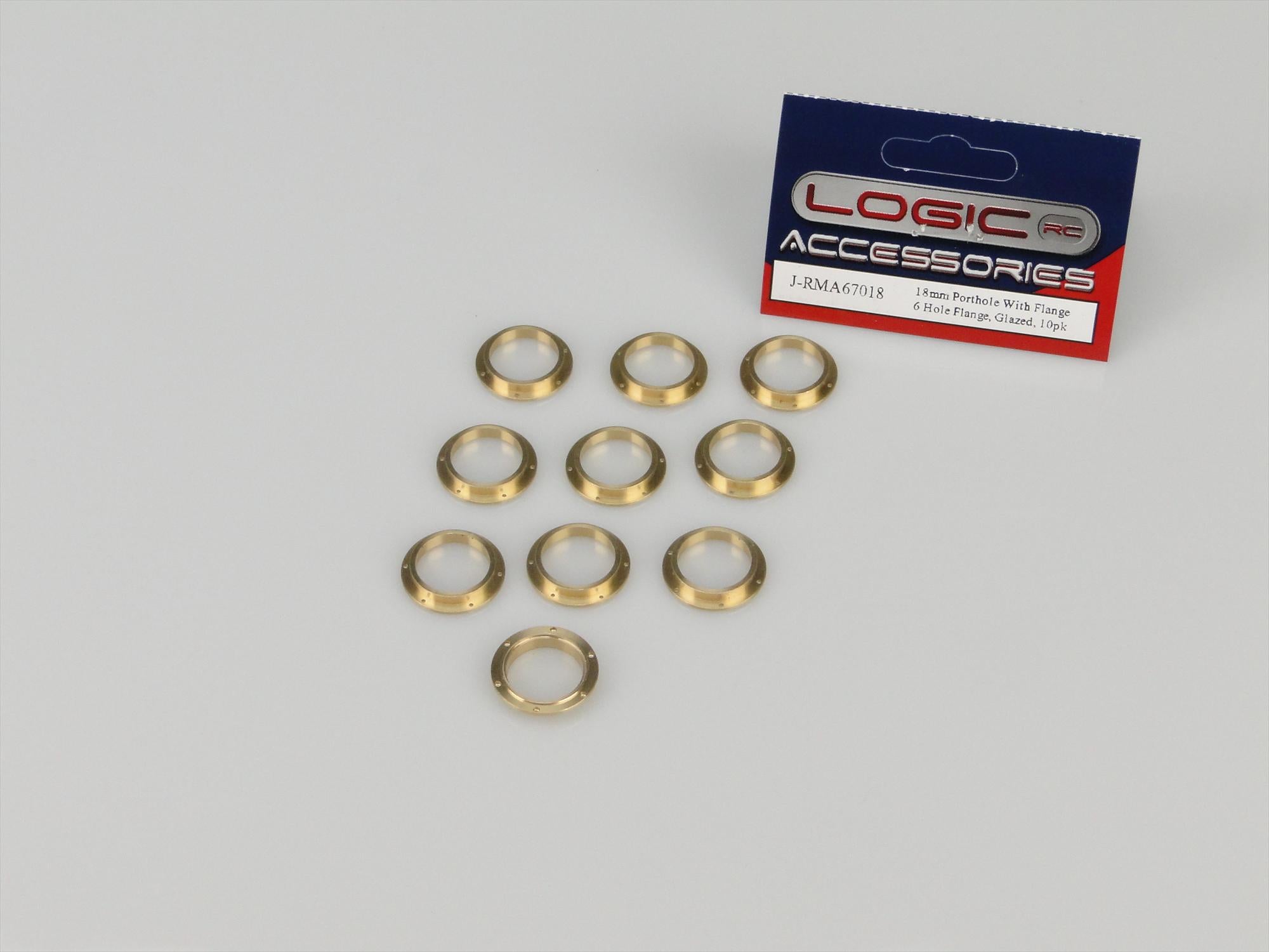 Porthole, 18mm, With 6 Hole Flange, Glazed, 10pk