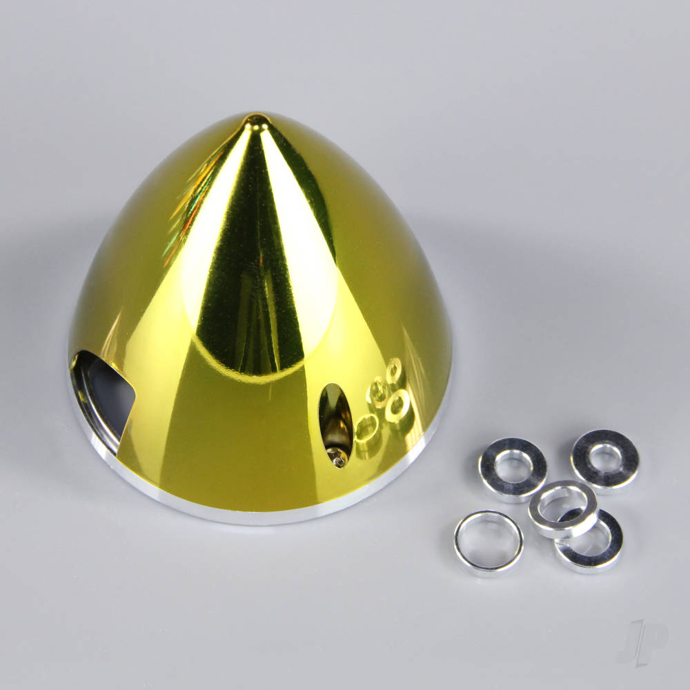 JP 75mm Chrome Yellow Spinner (with Aluminium Back Plate) JPDAC02071 Main