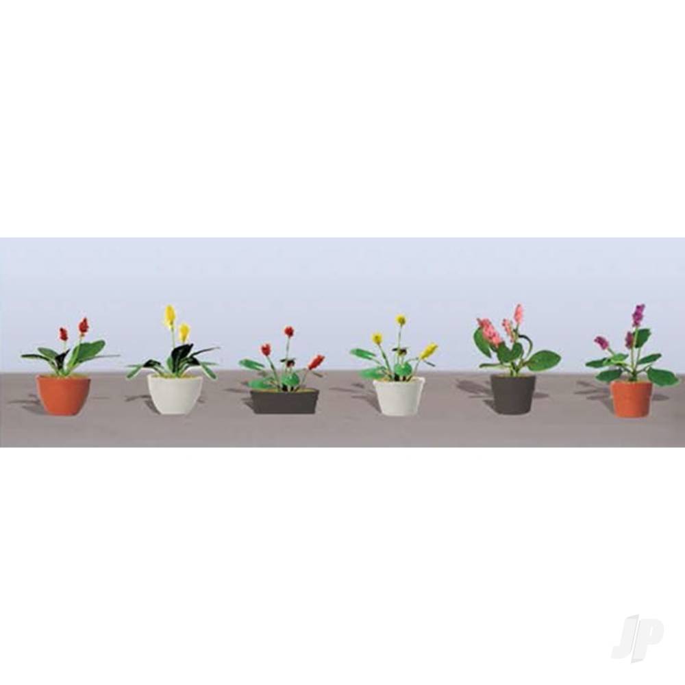 JTT Assorted Potted Flower Plants 3, HO-Scale, (6pack) JTT95569 1