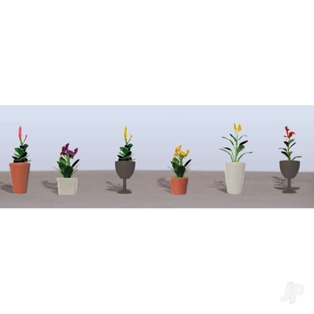 JTT Assorted Potted Flower Plants 4, HO-Scale, (6pack) JTT95571 1