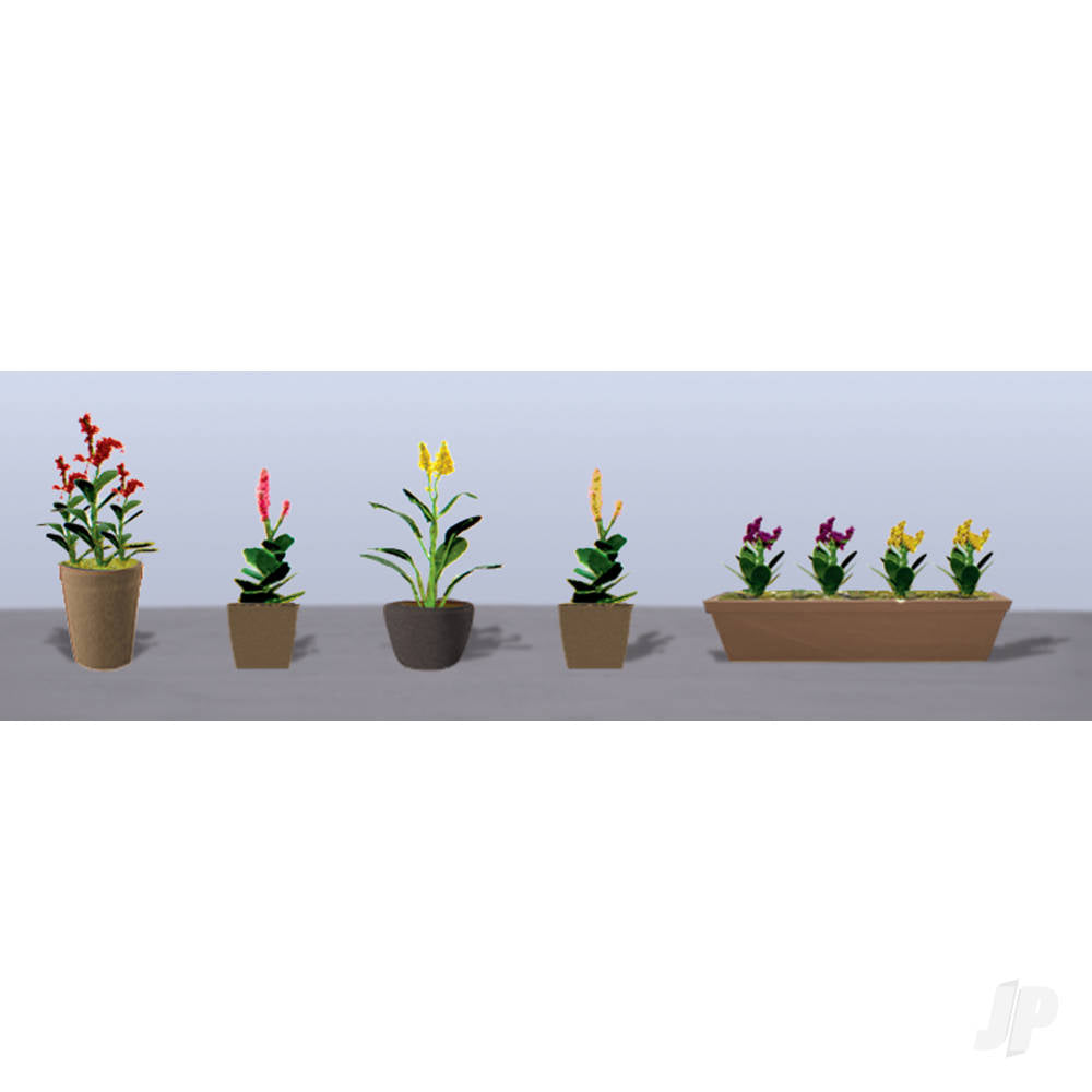 JTT Assorted Potted Flower Plants 4, HO-Scale, (6pack) JTT95571 Main