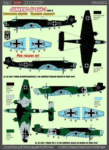 Junkers Ju-86E-1 Luftwaffe Conversion set Part II. (designed to be used with Italeri kits)