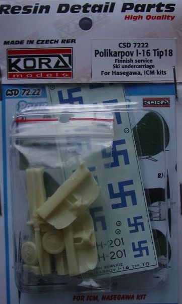 Polikarpov I-16 type 18 Ski undercarriage and decals (Finnish) (designed to be used with Hasegawa and ICM UA UK kits)