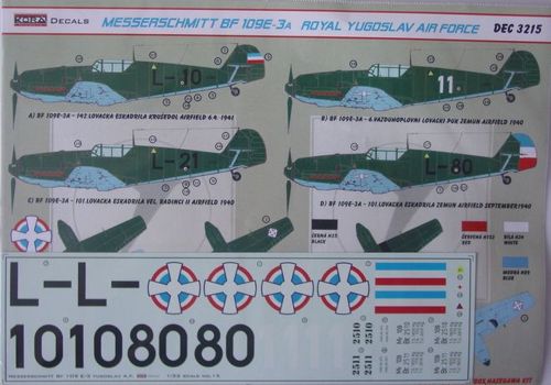 Messerschmitt Bf-109E-3a Yugoslav Air Force (designed to be used with Eduard kits, Matchbox and Hasegawa kits)