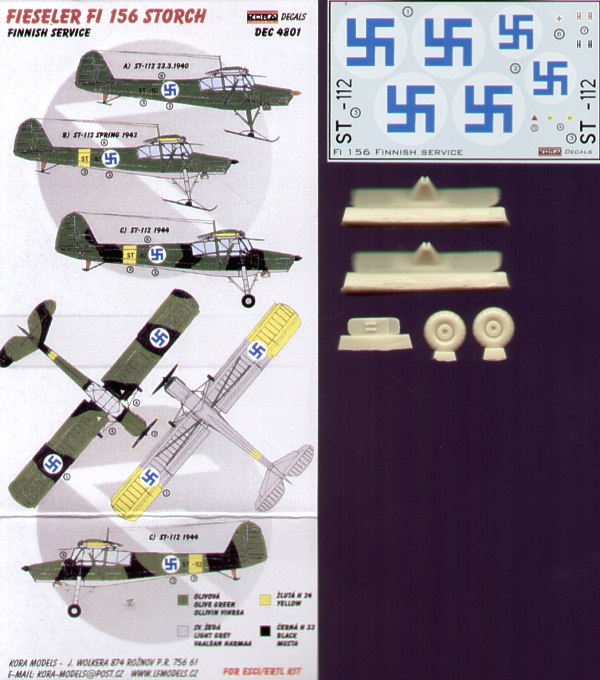 Fieseler Fi-156K-1 'Storch' (Finnish Service) with skis and wheels (designed to be used with Esci and Tamiya kits)[Fi-156C]