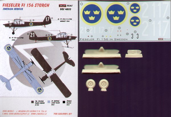 Fieseler Fi-156S-14 'Storch' (Swedish Service) with skis and wheels (designed to be used with Esci and Tamiya kits)[Fi-156C]