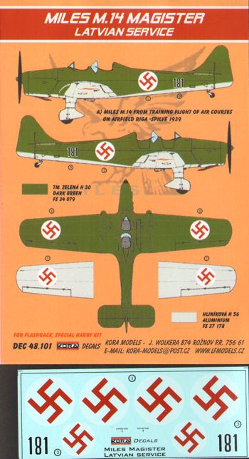 Miles M.14 Magister (Latvian Service) (designed to be used with Flashback and Special Hobby kits)